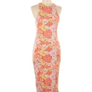 Floral Sleeveless Maxi Dress - Pink and Yellow